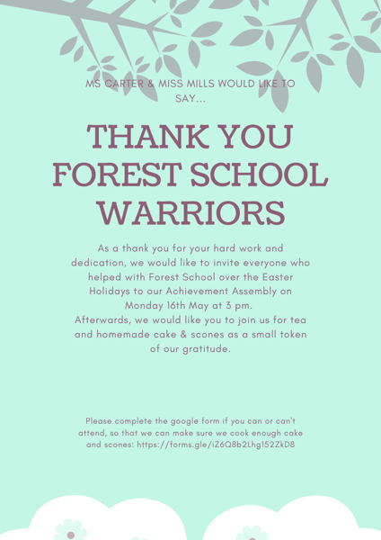 Image of Forest School Warriors- Thank you 