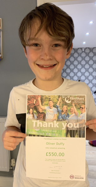 Image of Amazing Achievement- Oliver’s fundraiser for Fairshare